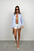 Striped Light Blue Oversized Shirt
