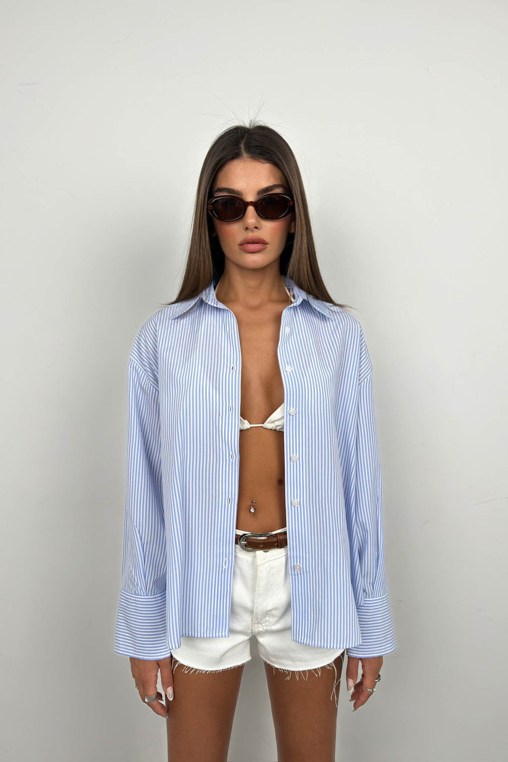 Striped Light Blue Oversized Shirt
