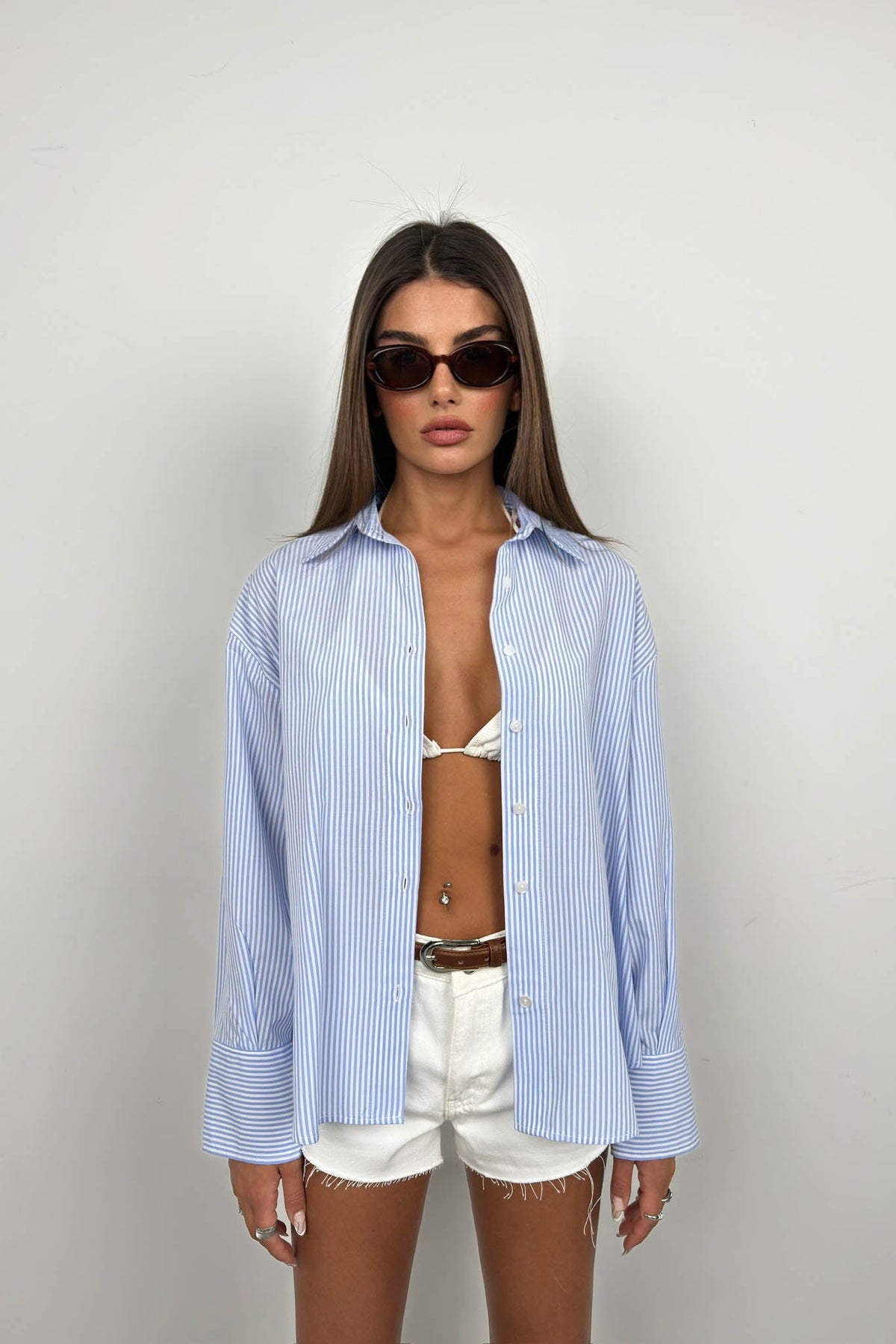 Striped Light Blue Oversized Shirt