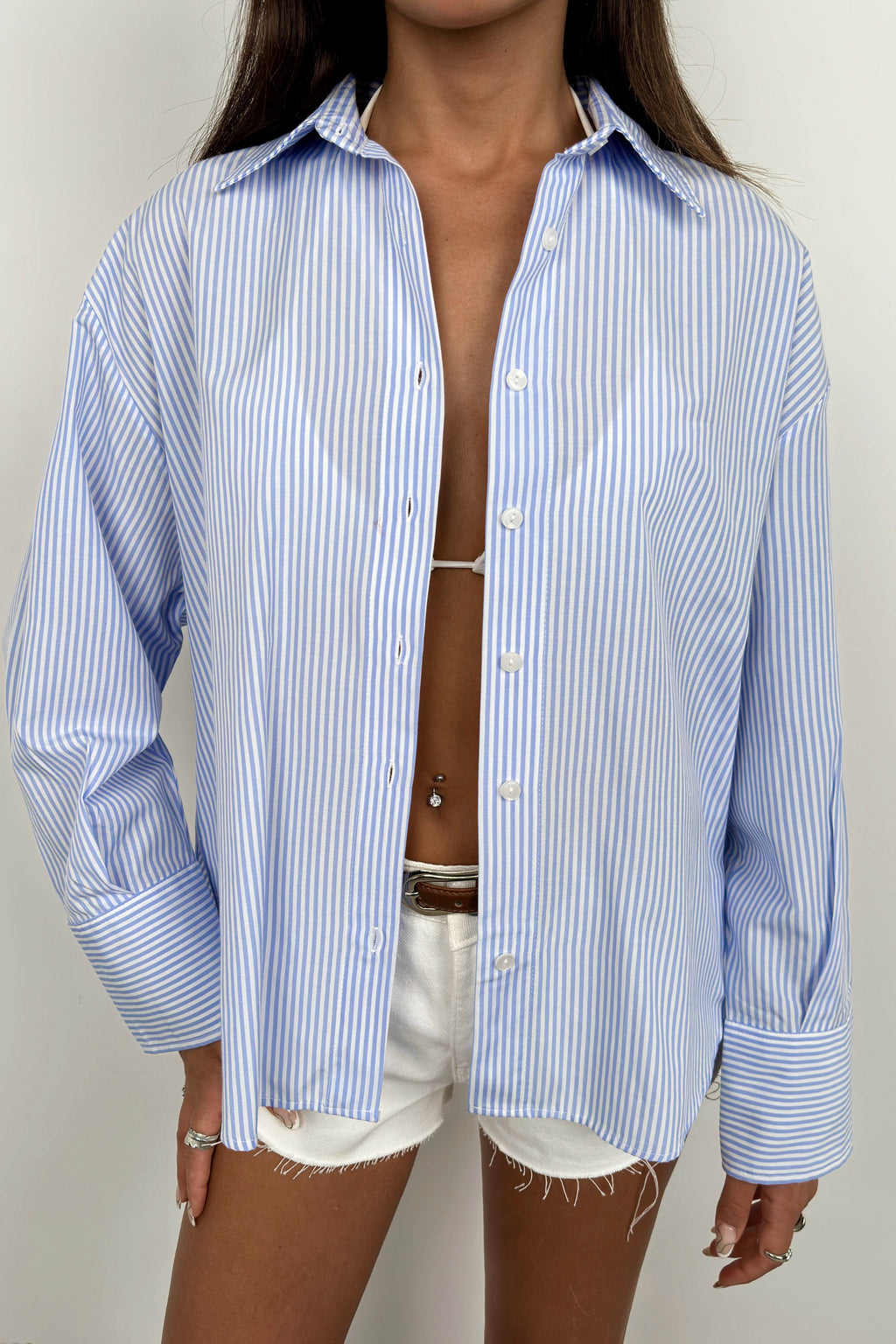 Striped Light Blue Oversized Shirt