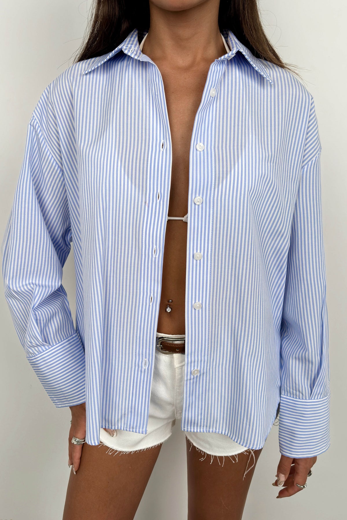 Striped Light Blue Oversized Shirt