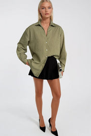 Striped Khaki Oversized Shirt
