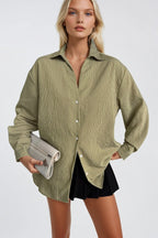 Striped Khaki Oversize Shirt
