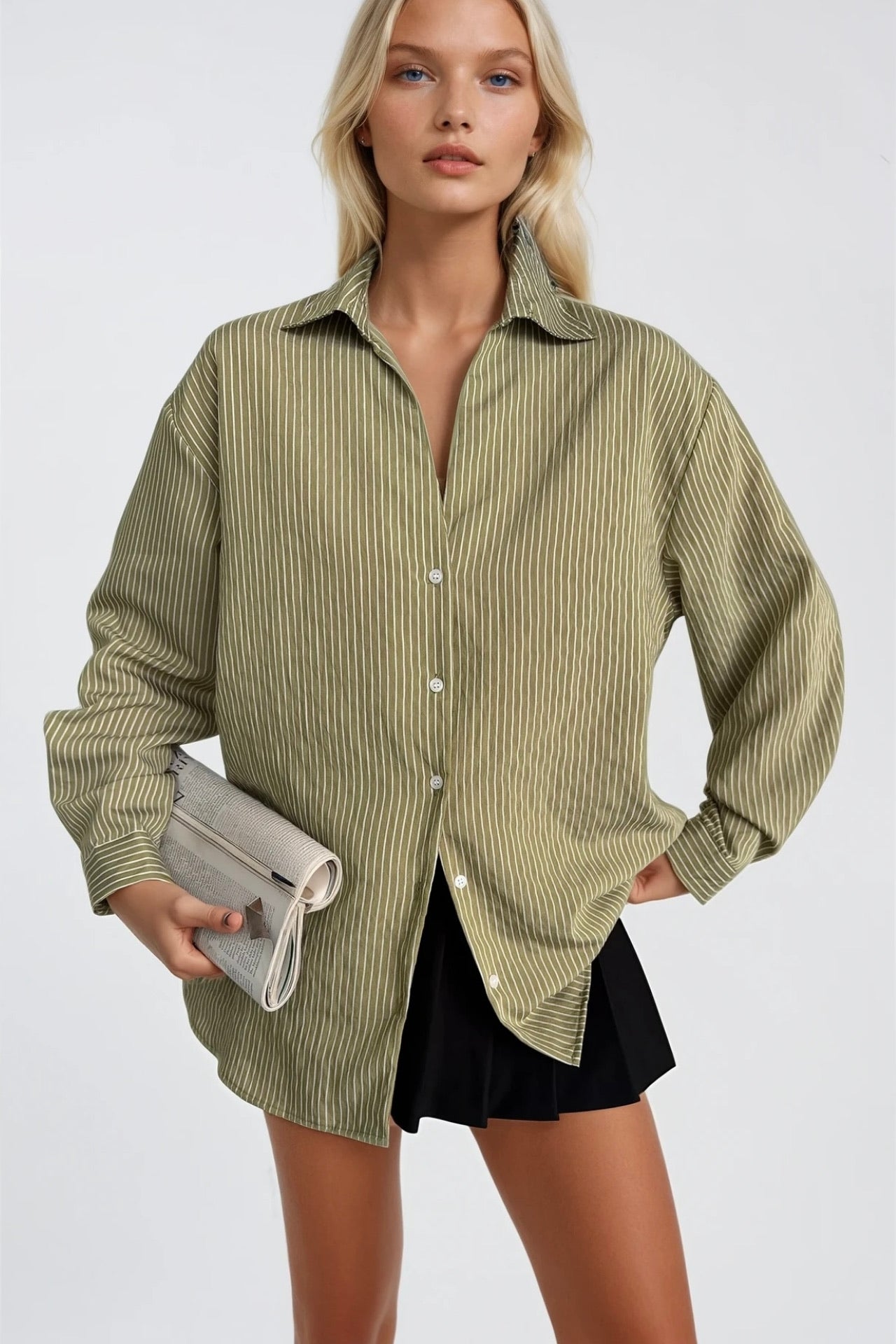 Striped Khaki Oversize Shirt