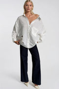 Striped Oversize White Modal Shirt