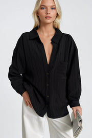 Striped Oversized Black Modal Shirt