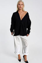 Striped Oversize Black Modal Shirt