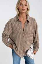 Striped Oversize Mink Modal Shirt