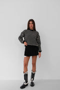 Striped Oversize Black Knit Sweater