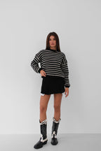 Striped Oversize Black Knit Sweater