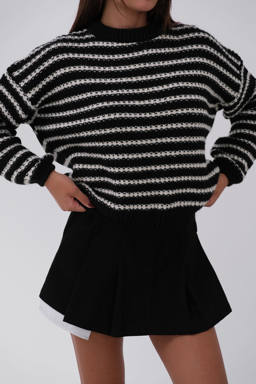 Striped Oversize Black Knit Sweater