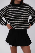 Striped Oversize Black Knit Sweater