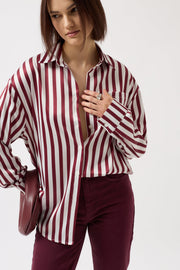 Striped Satin Burgundy Shirt