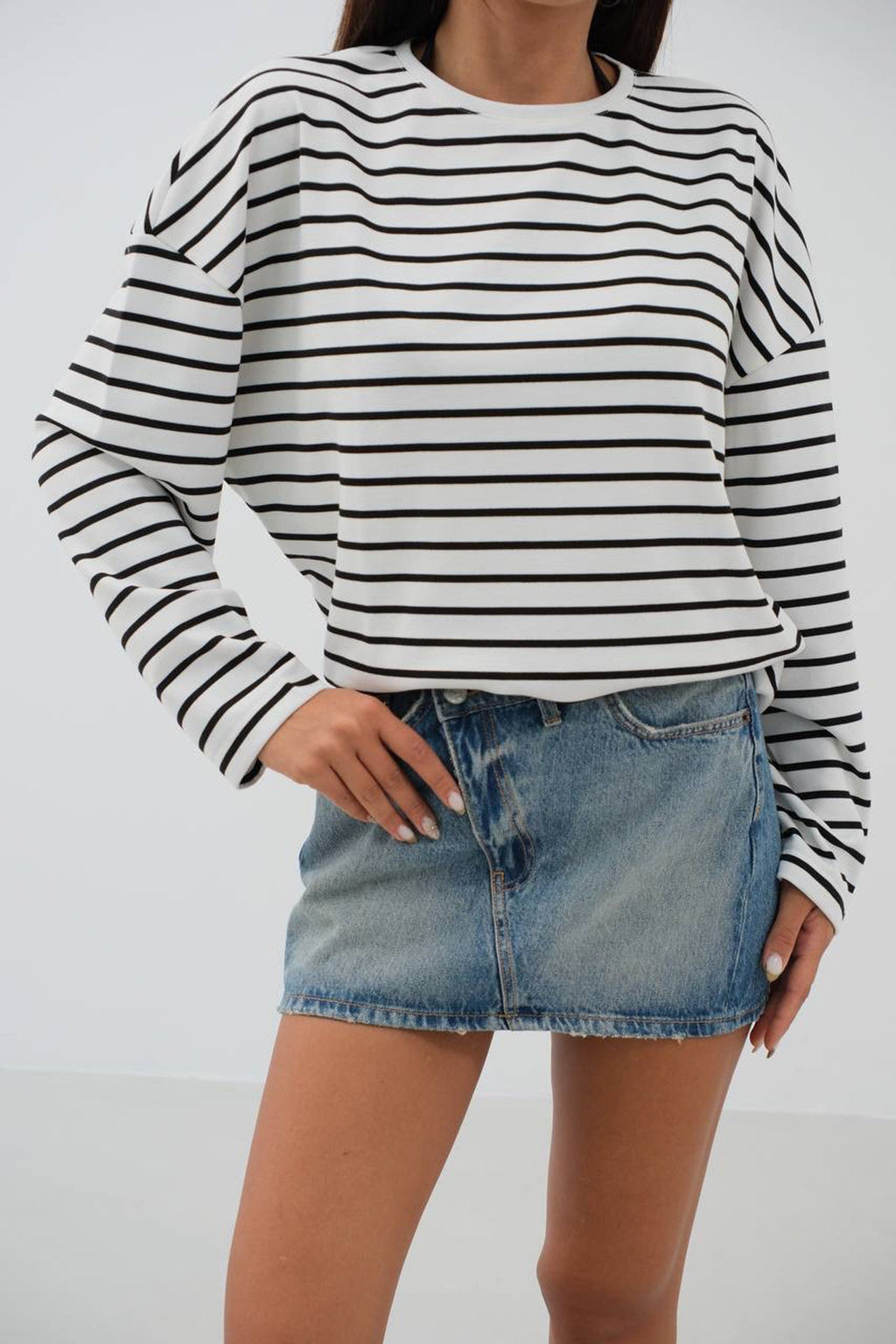 Striped Black White Oversize Blouse