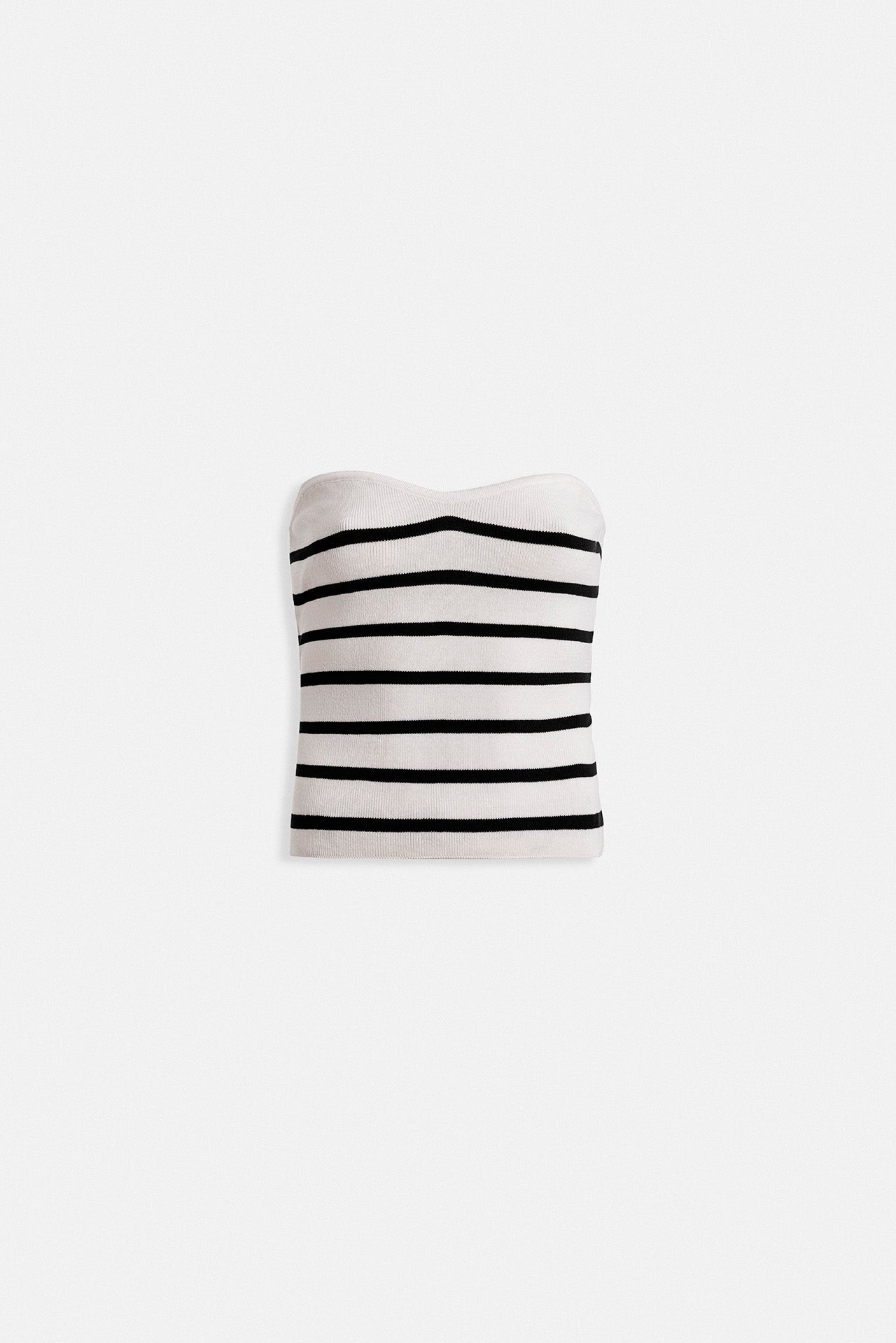 Striped Strapless Textured White Black Blouse