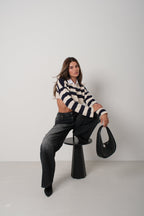 Striped Stone Navy Crop Sweater