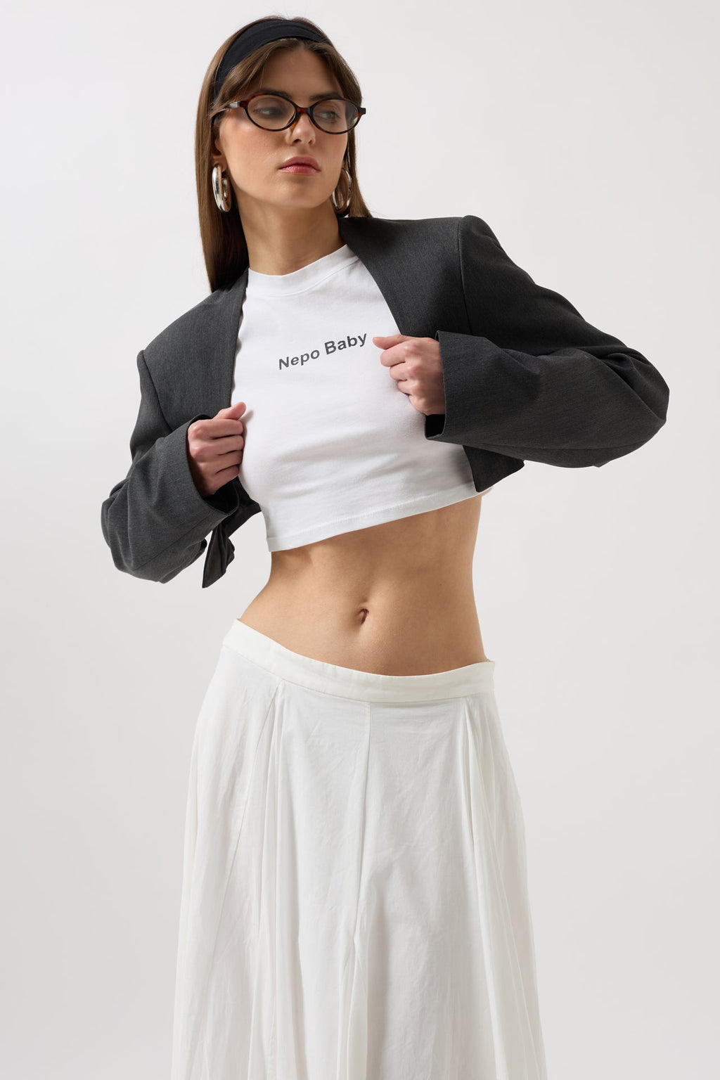 Crop Blazer Gray Jacket