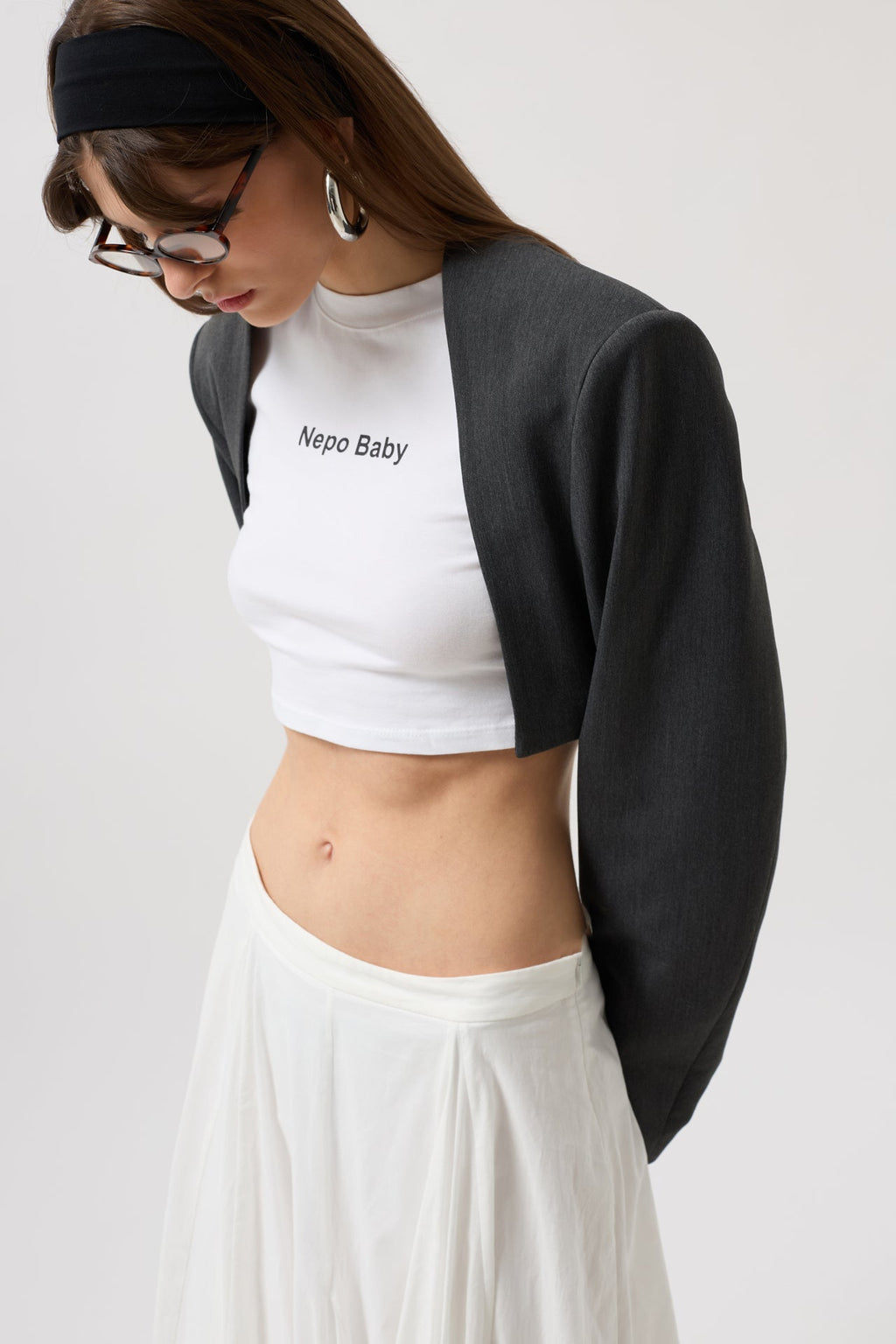 Crop Blazer Gray Jacket
