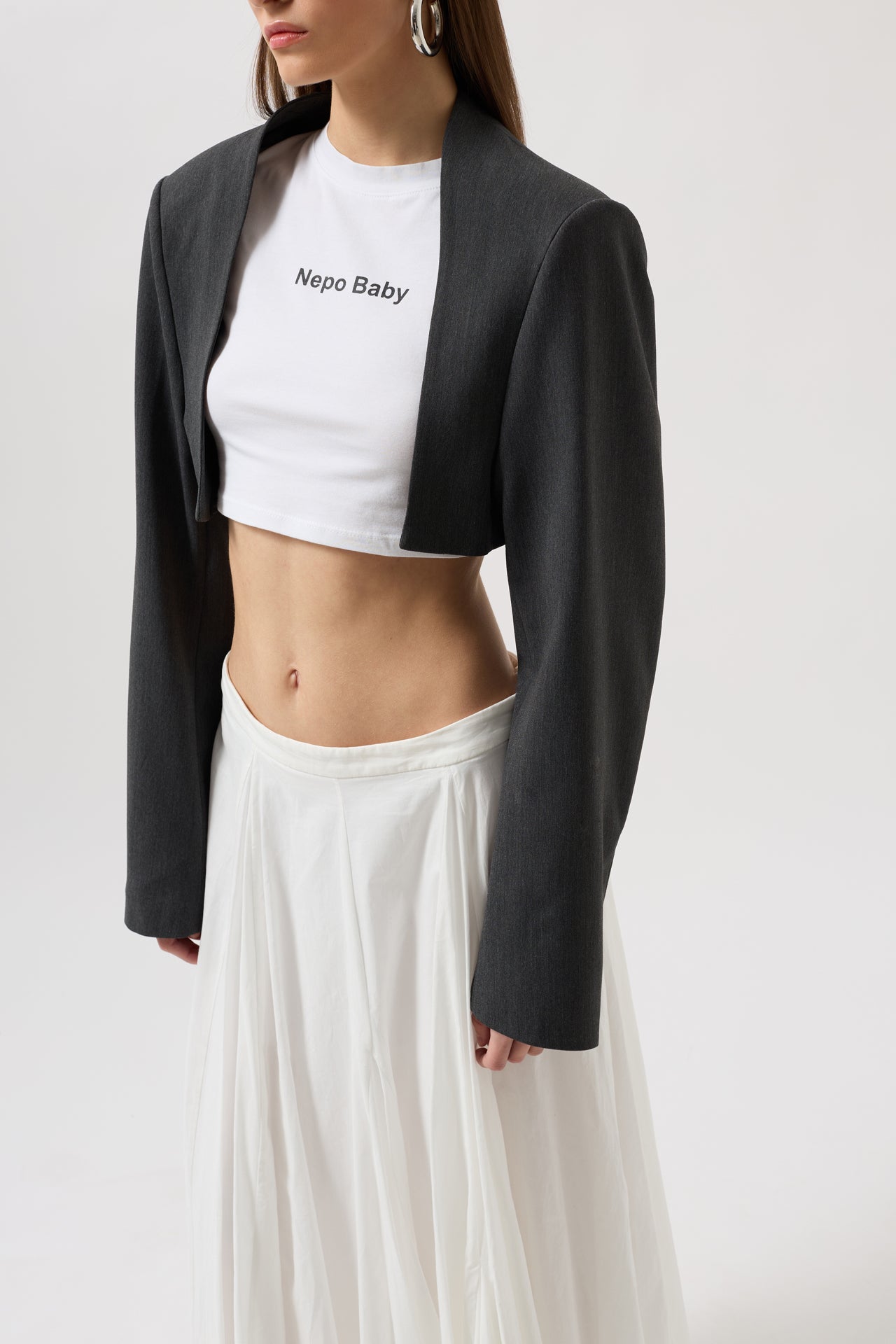 Crop Blazer Gray Jacket
