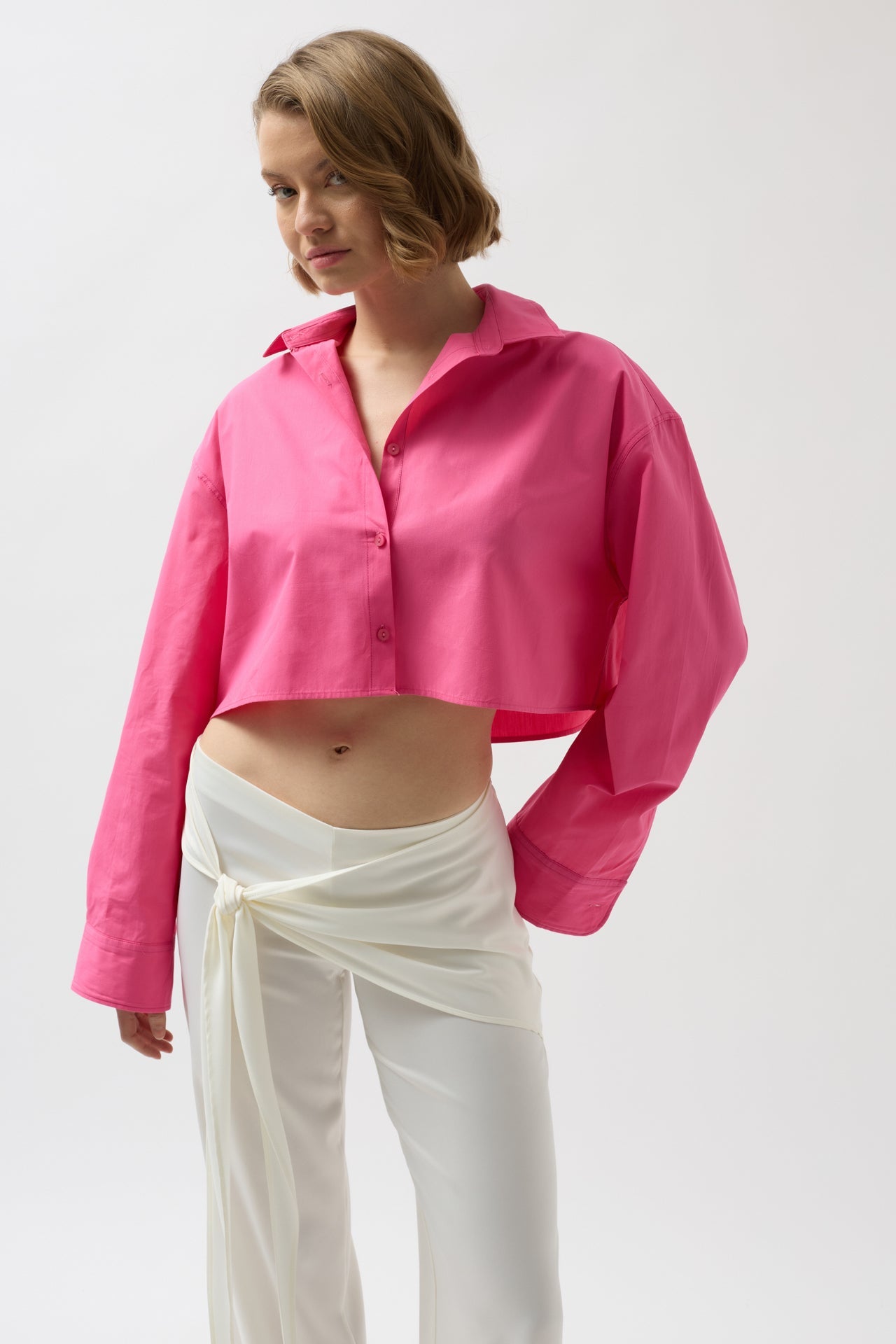 Crop Fuchsia Oversize Shirt