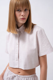 Crop Linen Gray Shirt