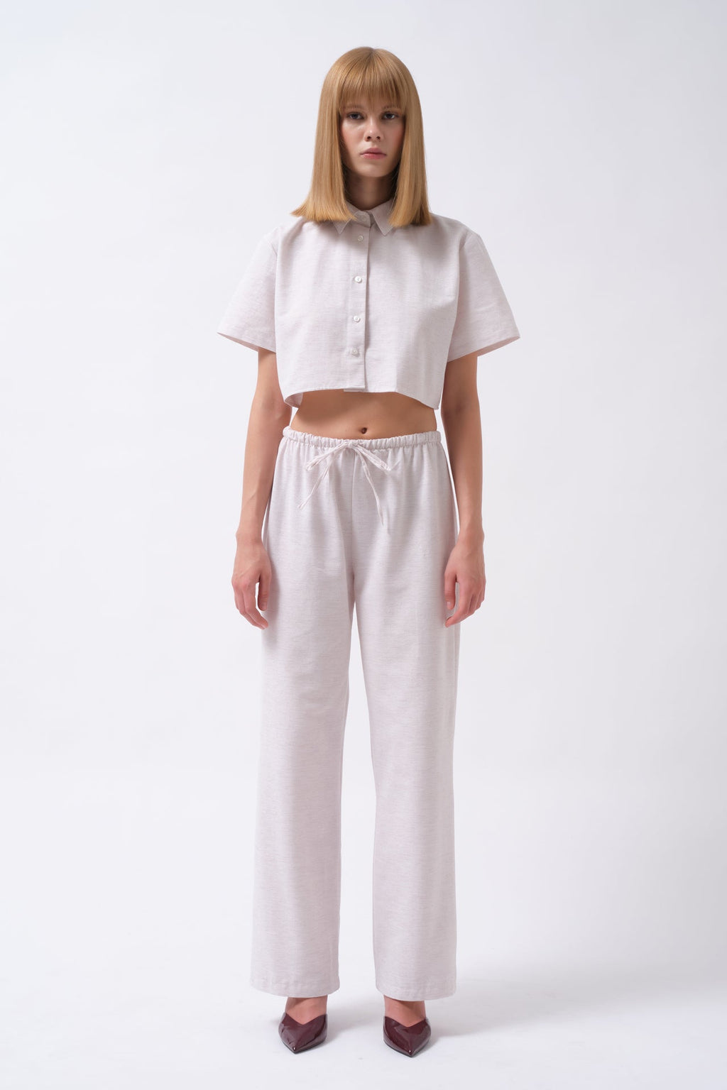 Crop Linen Gray Shirt