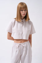 Crop Linen Gray Shirt