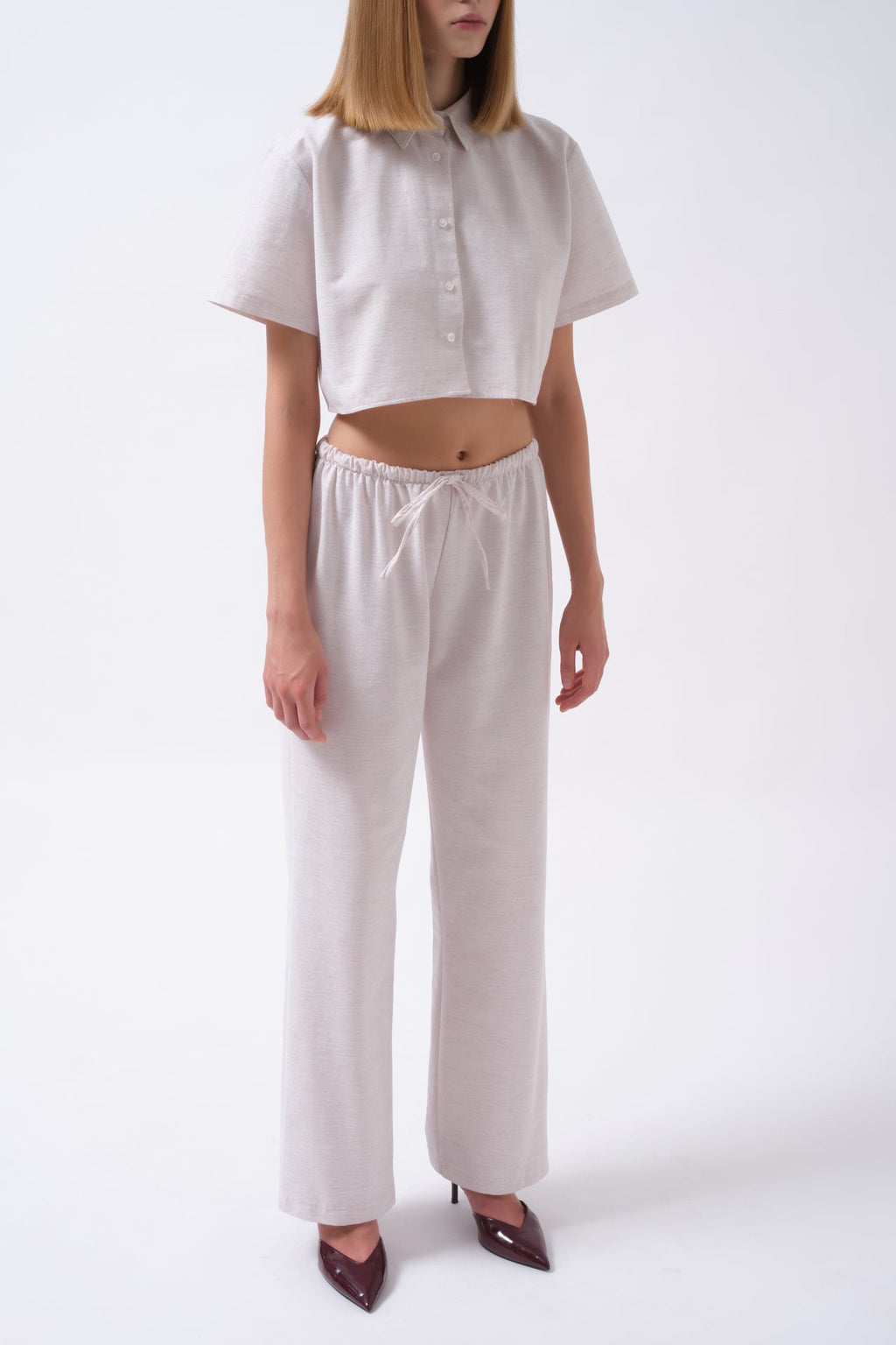 Crop Linen Gray Shirt