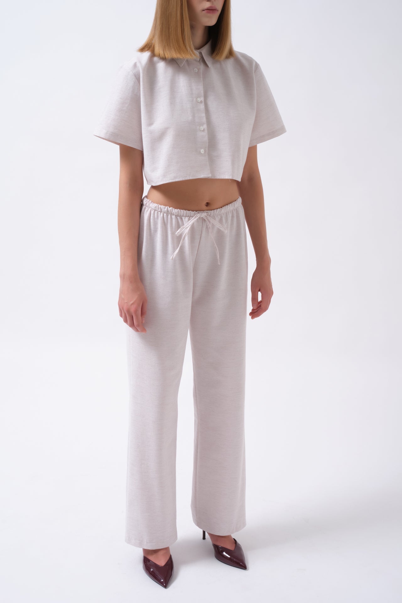 Crop Linen Gray Shirt