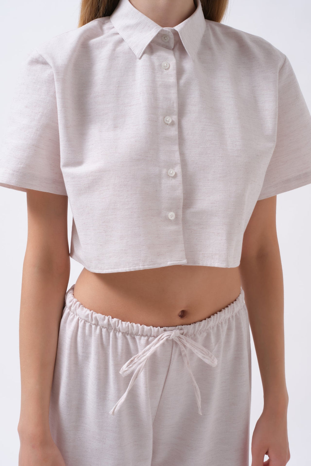 Crop Linen Gray Shirt