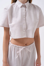 Crop Linen Gray Shirt