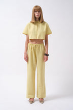 Crop Linen Yellow Shirt