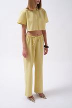 Crop Linen Yellow Shirt