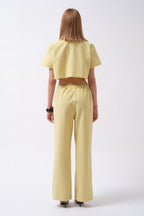 Crop Linen Yellow Shirt