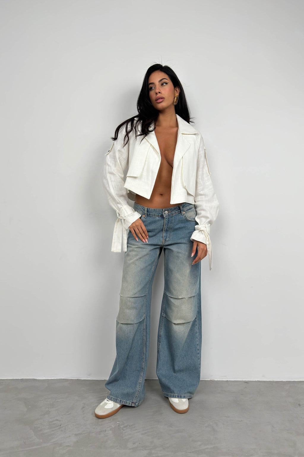 White Crop Trench Coat