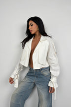 White Crop Trench Coat