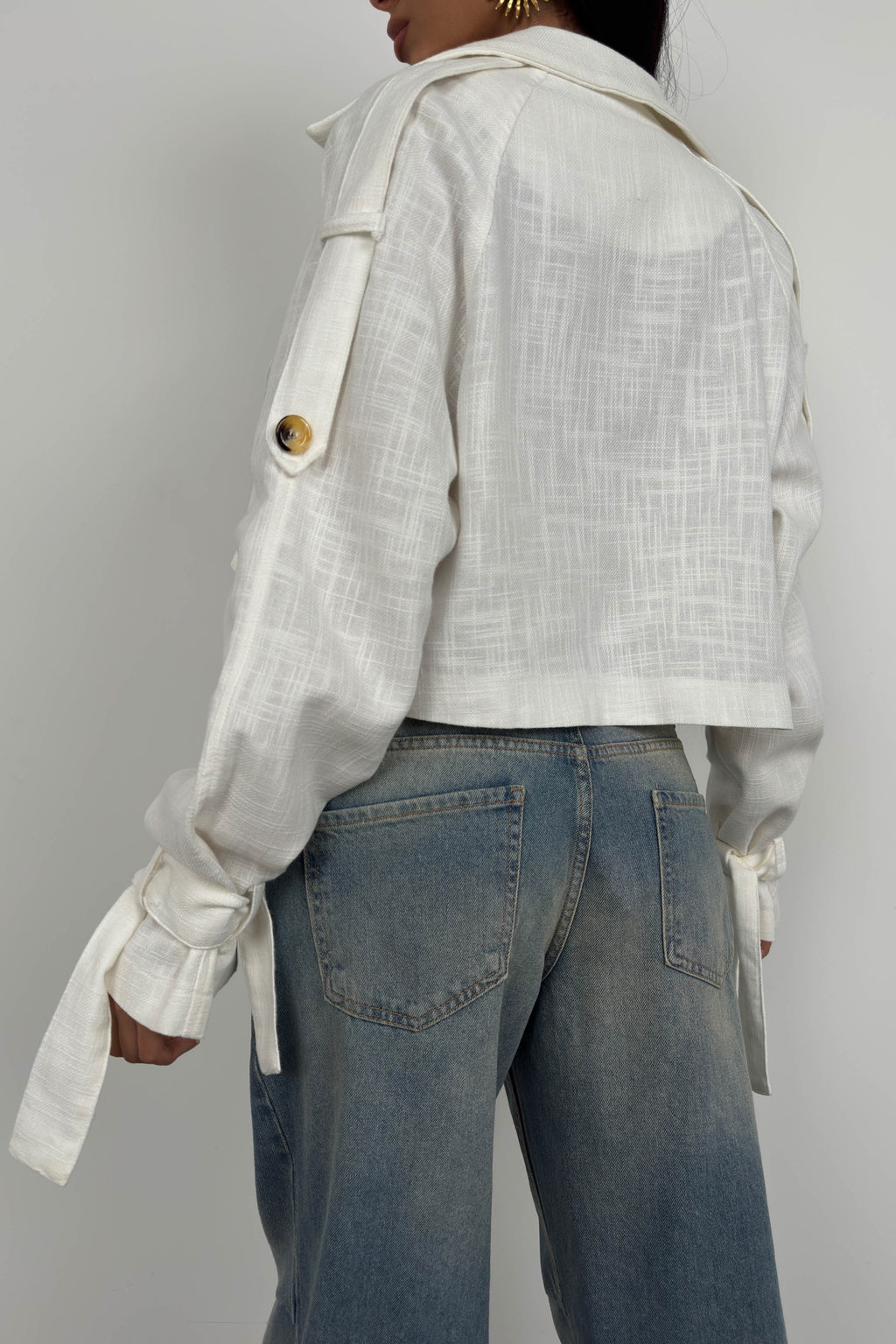 White Crop Trench Coat