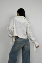 White Crop Trench Coat