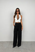 Lace Detail Shawl Collar White Vest