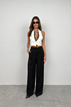 Lace Detail Shawl Collar White Vest