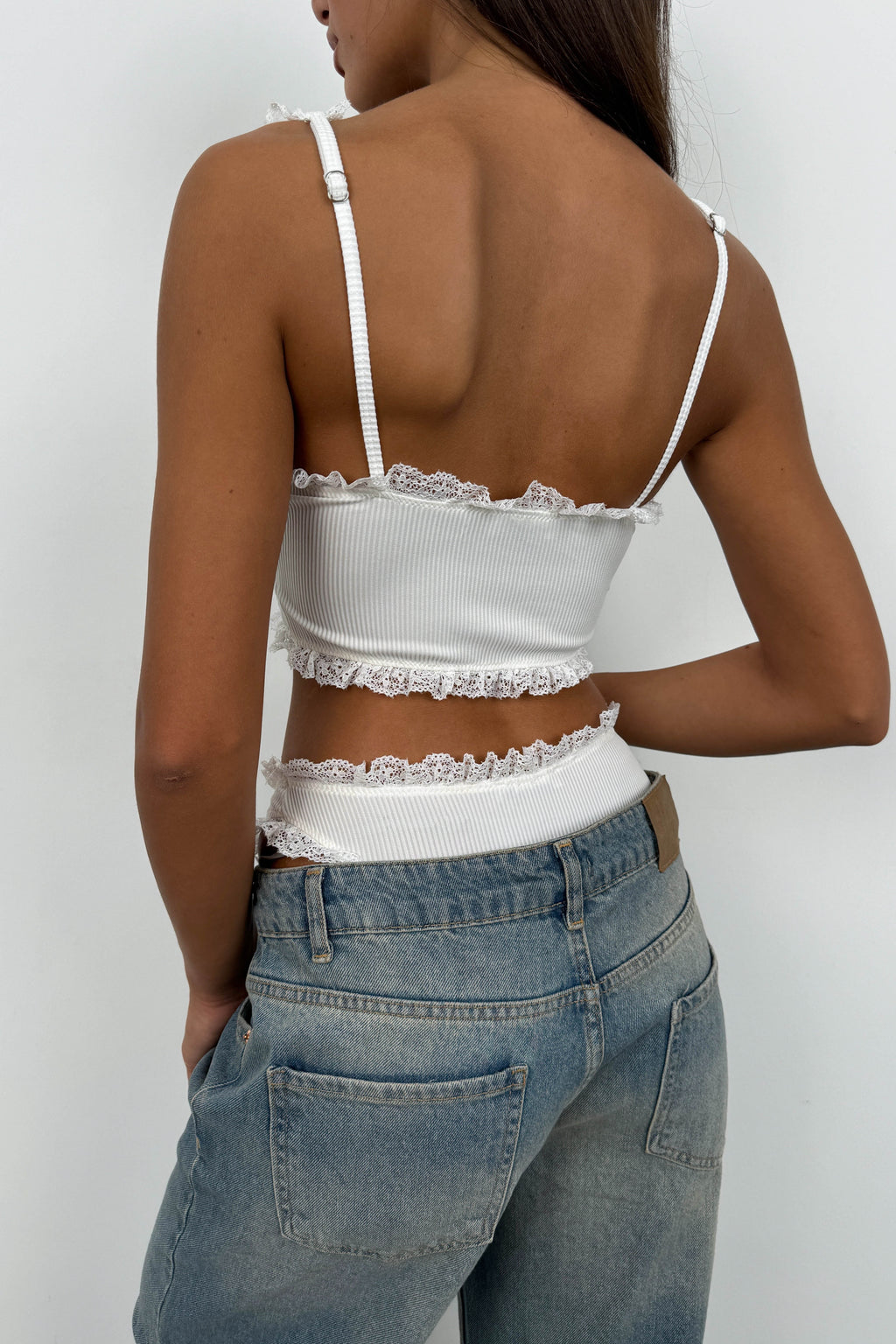 Lace Detail White Bustier