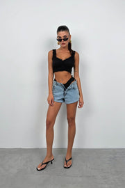 Black Bustier with Lace Detail
