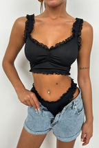 Lace Detail Black Panty