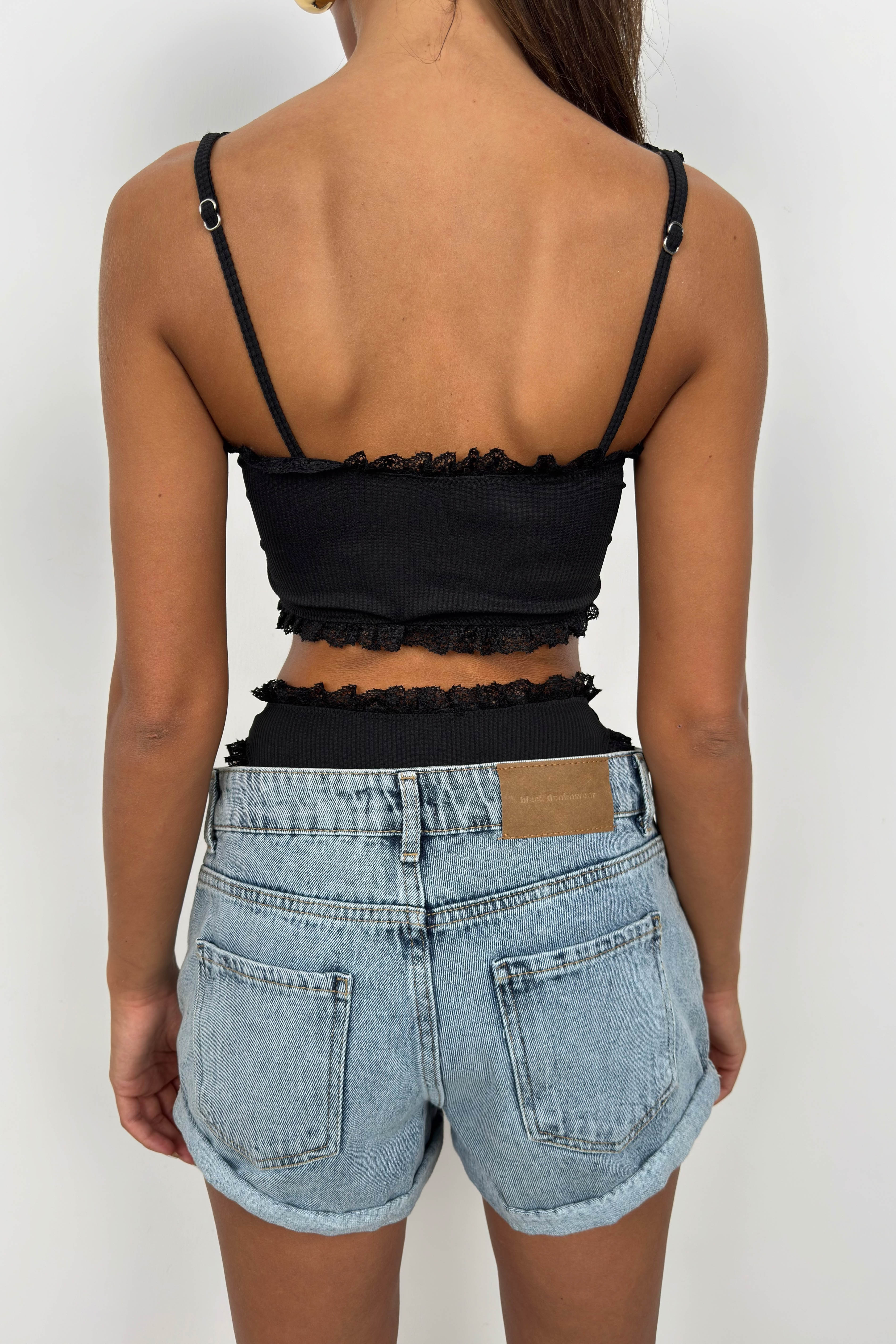 Lace Detail Black Panty