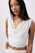 Cowl Neck White Crop