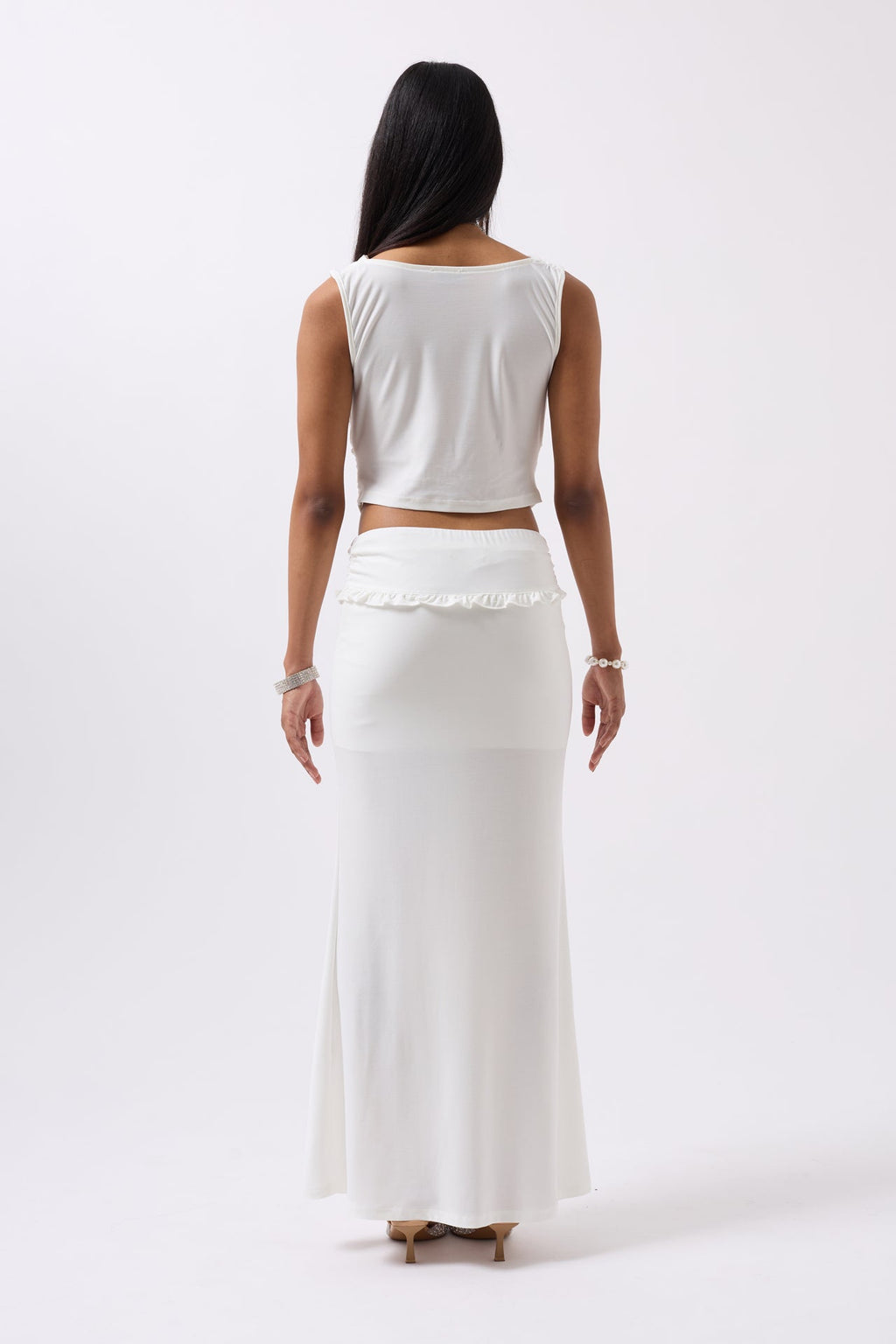 Cowl Neck White Crop