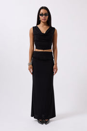 Cowl Collar Black Crop