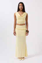 Cowl Neck Yellow Crop Top
