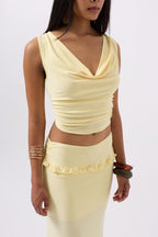 Cowl Neck Yellow Crop Top
