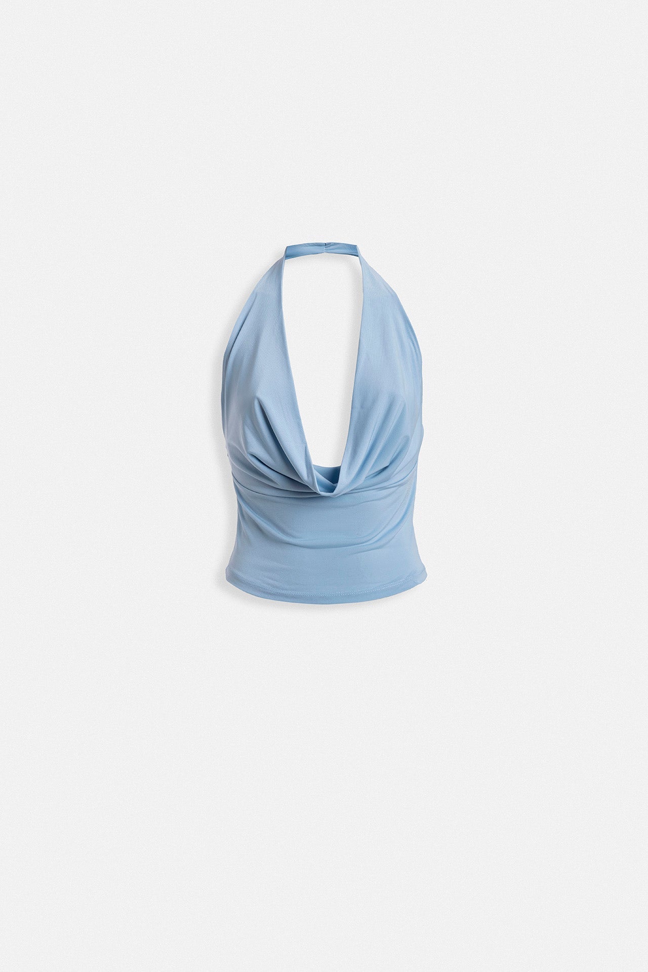 Cowl Neck Crop Baby Blue Blouse